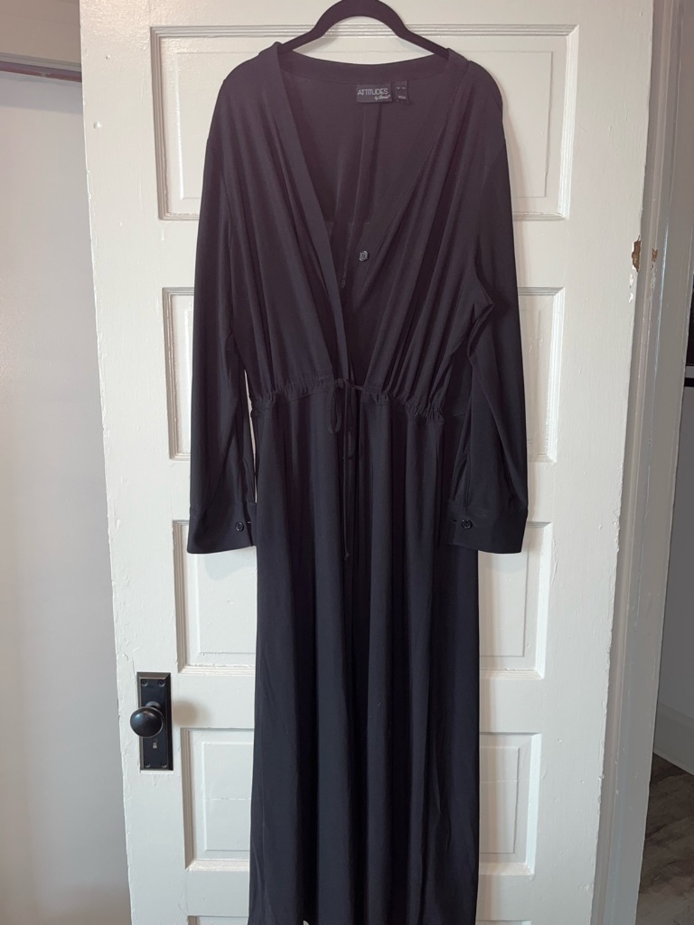 Attitudes by Renee Black Maxi Dress with Drawstring Waist